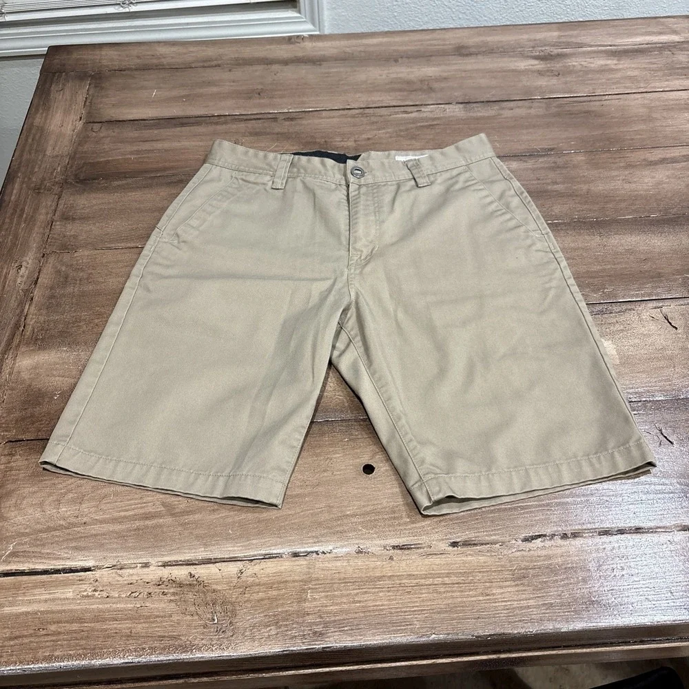 Volcom Vmonty Shorts Mens 31 Khaki Stretch Skateboard 10